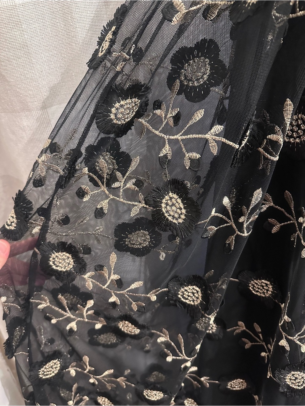 Ivy City Co Black Maxi Dress with Gold Floral Embroidery - Picture 2 of 4
